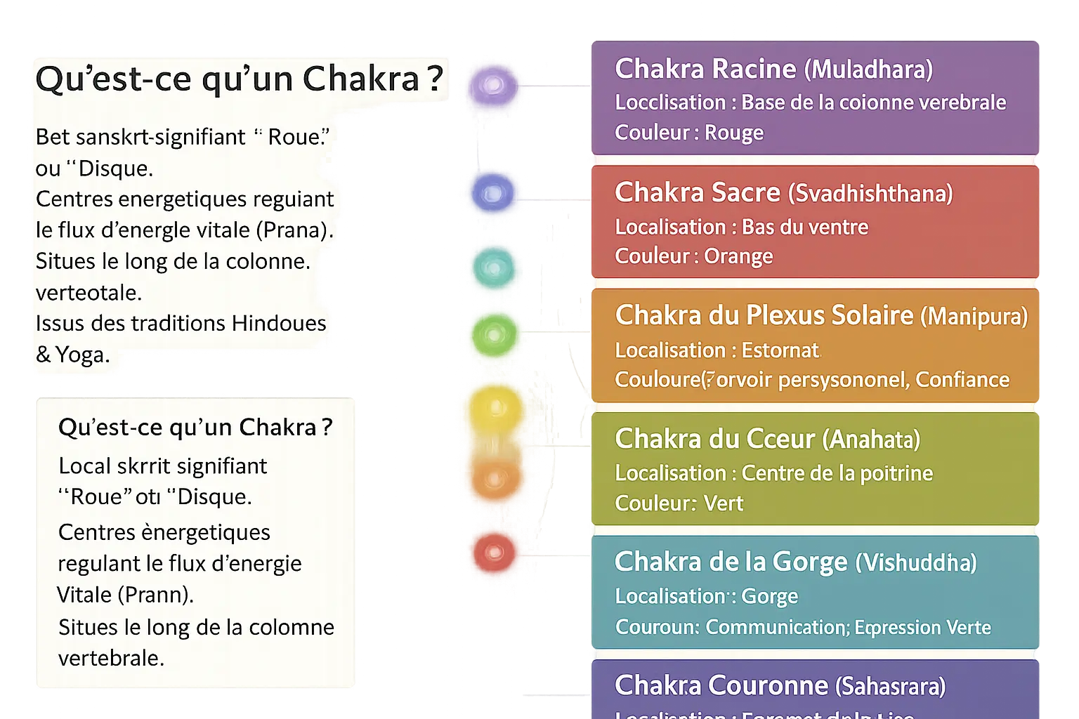 Illustration des 7 chakras principaux