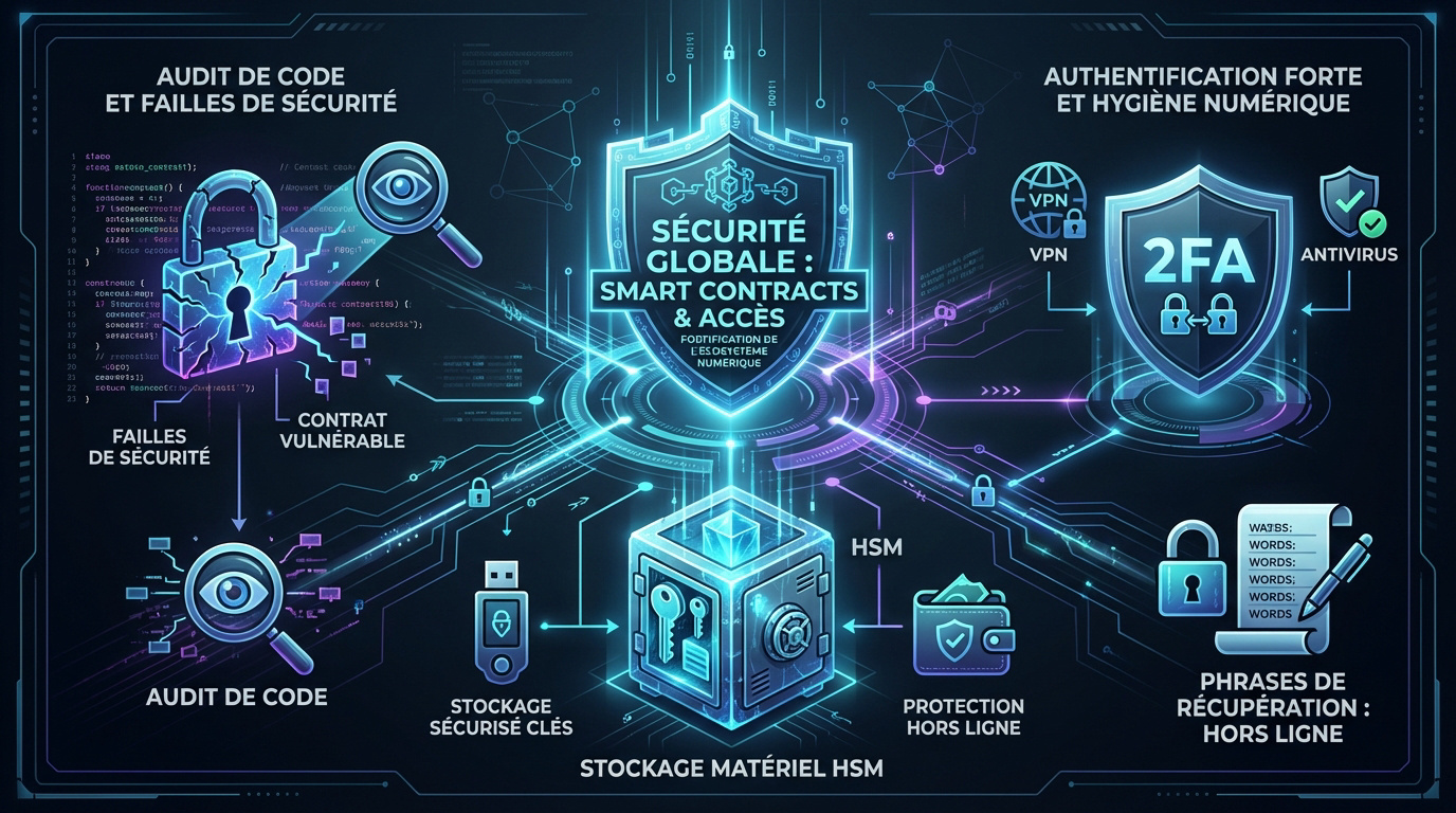 Illustration de la sécurité des smart contracts et des accès numériques