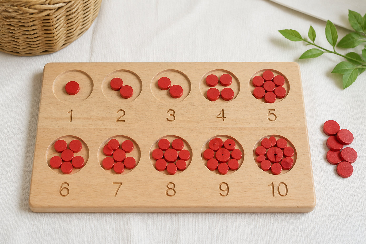 Planche en bois Montessori : s'initier aux mathématiques