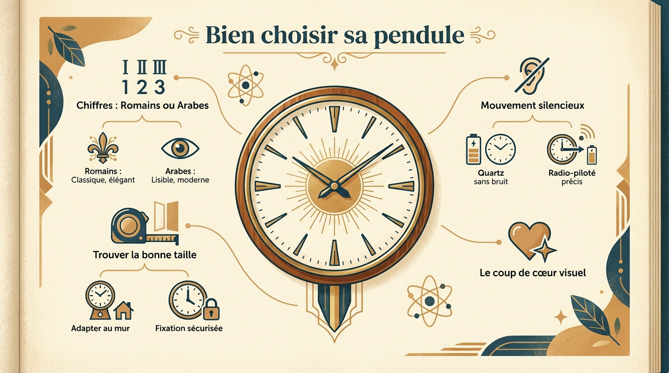 Horloge murale vintage élégante en métal installée dans un salon au design moderne