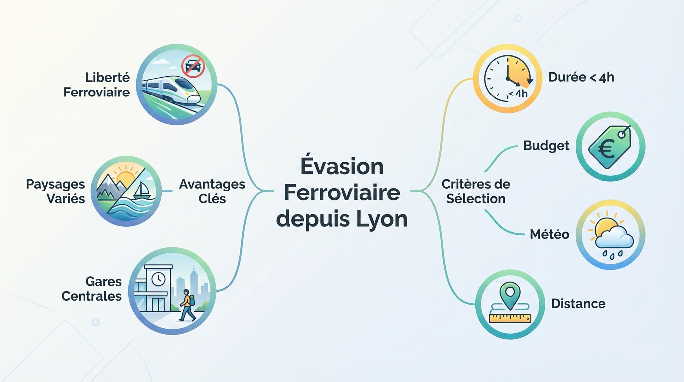 Comparatif des critères pour choisir son weekend en train depuis Lyon