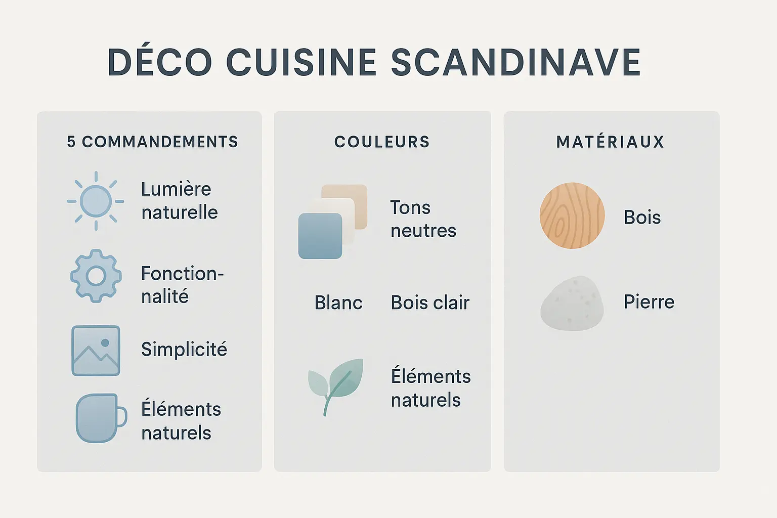 Cuisine scandinave avec luminosité, bois clair et design épuré