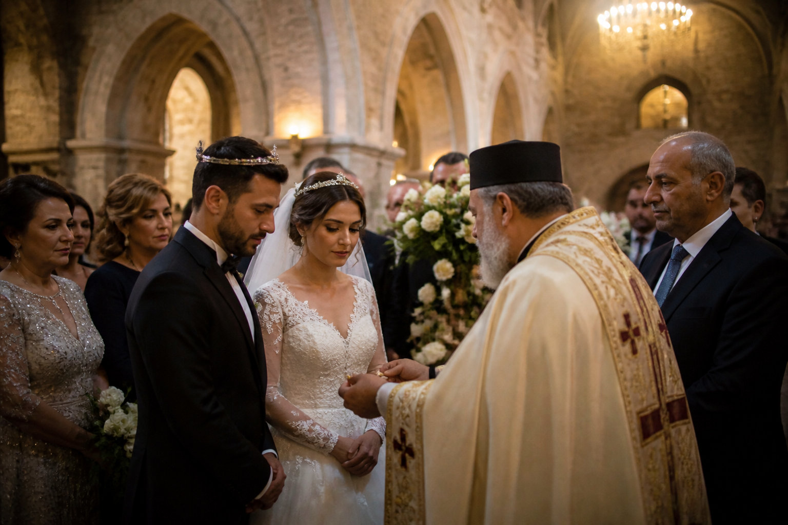 Cérémonie de mariage orthodoxe traditionnelle au Liban