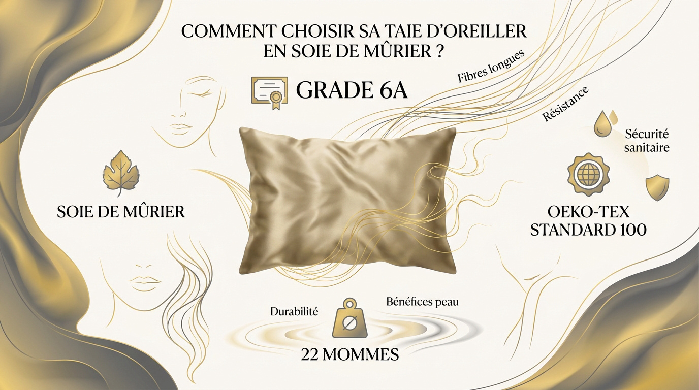 Critères de sélection pour une taie d'oreiller en soie de mûrier