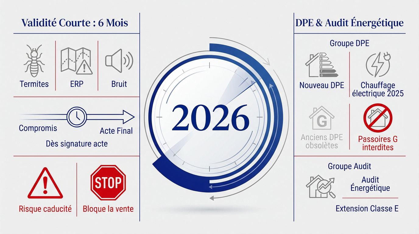 Tableau récapitulatif de la validité des diagnostics immobiliers en 2026