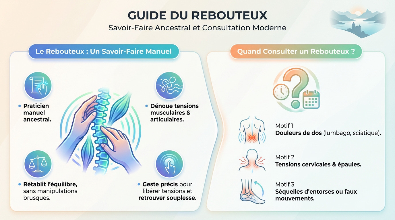 Séance de rebouteux à Annecy pratiquant des techniques manuelles pour soulager le dos