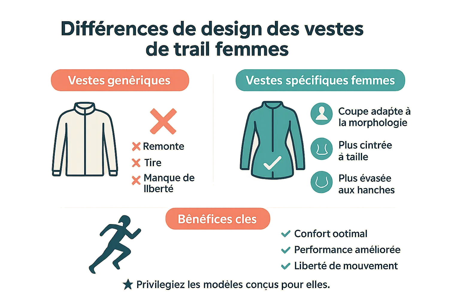 Différences de design entre vestes de trail homme et femme