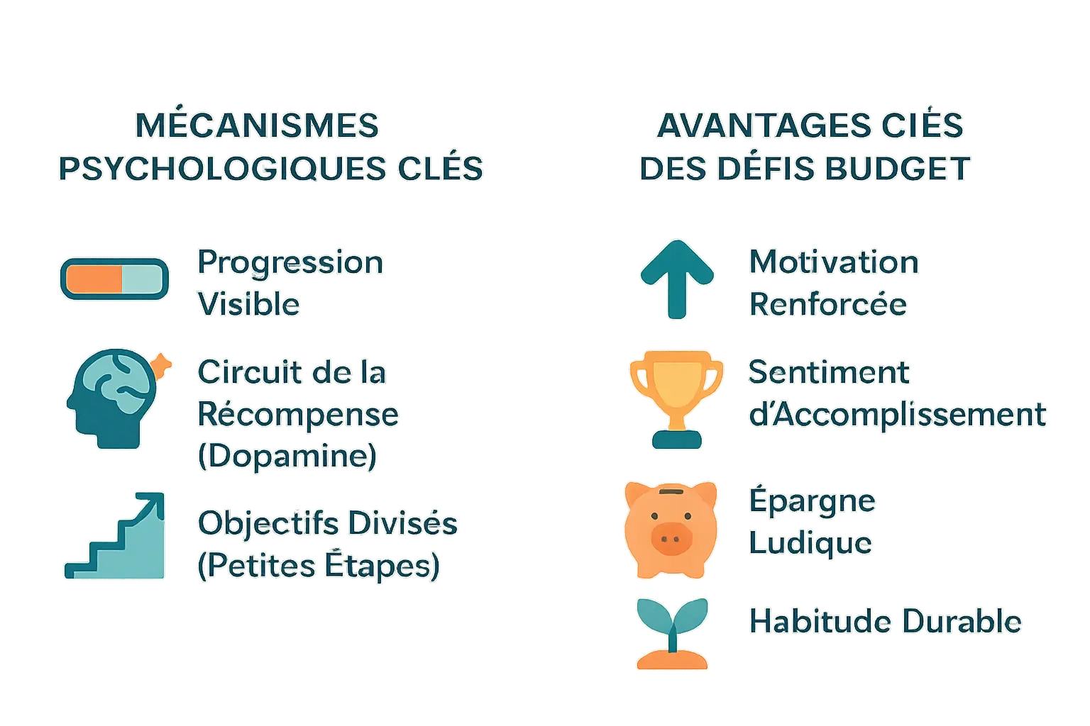 Illustration d'un défi budget avec des cases à cocher et une progression visuelle