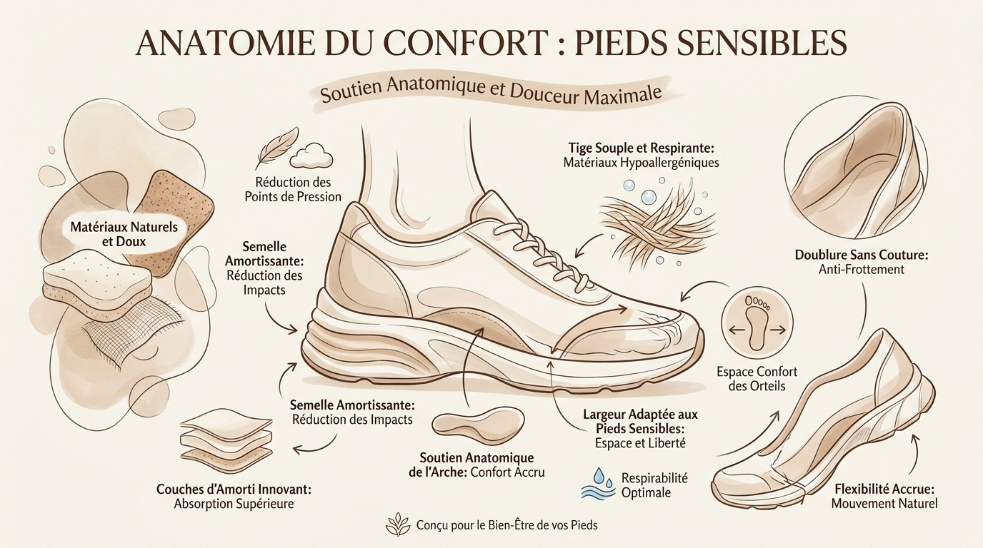 Schéma technique d'une chaussure ergonomique pour hallux valgus
