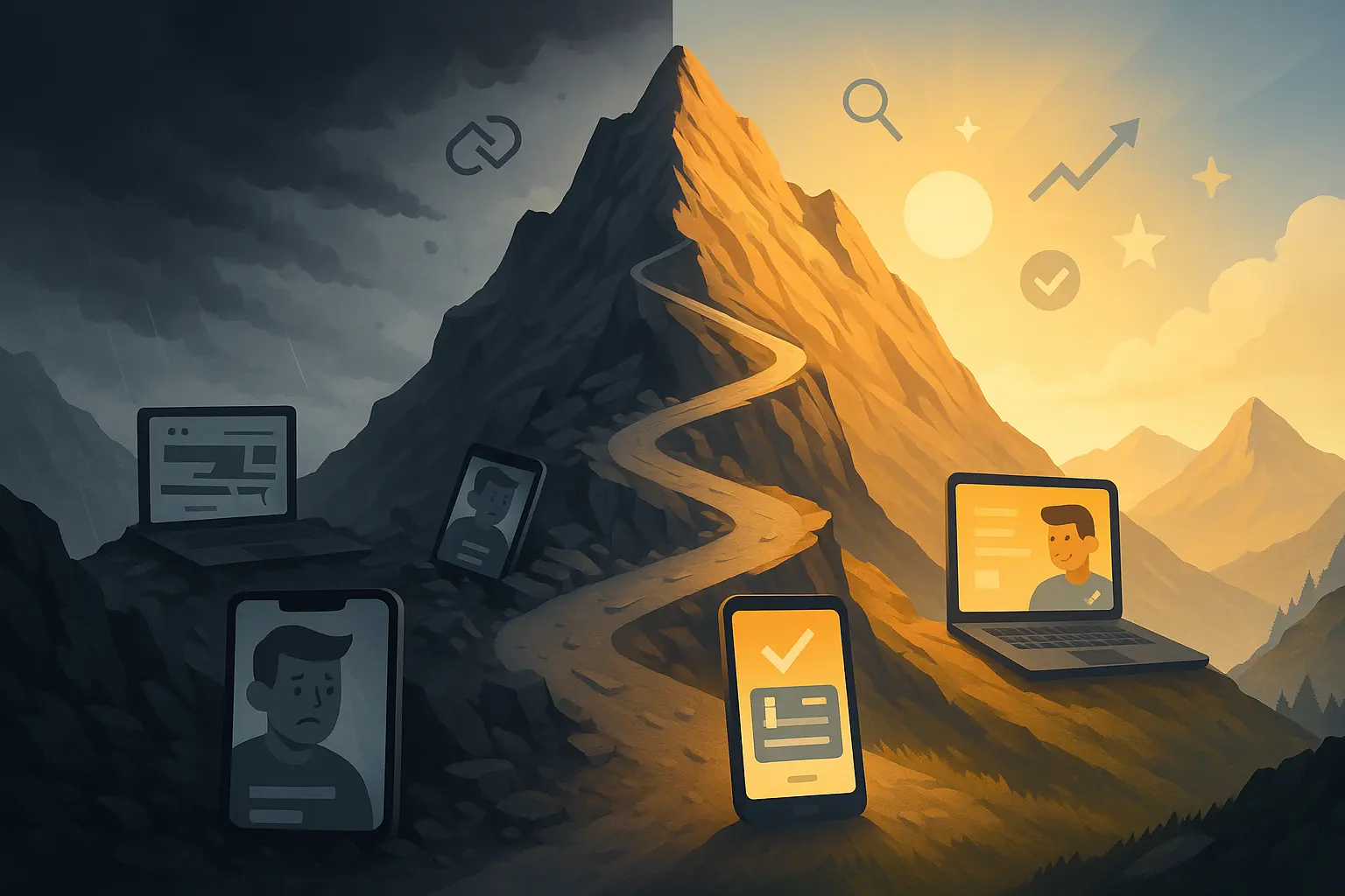 Illustration d'un site responsive s'adaptant à différents appareils