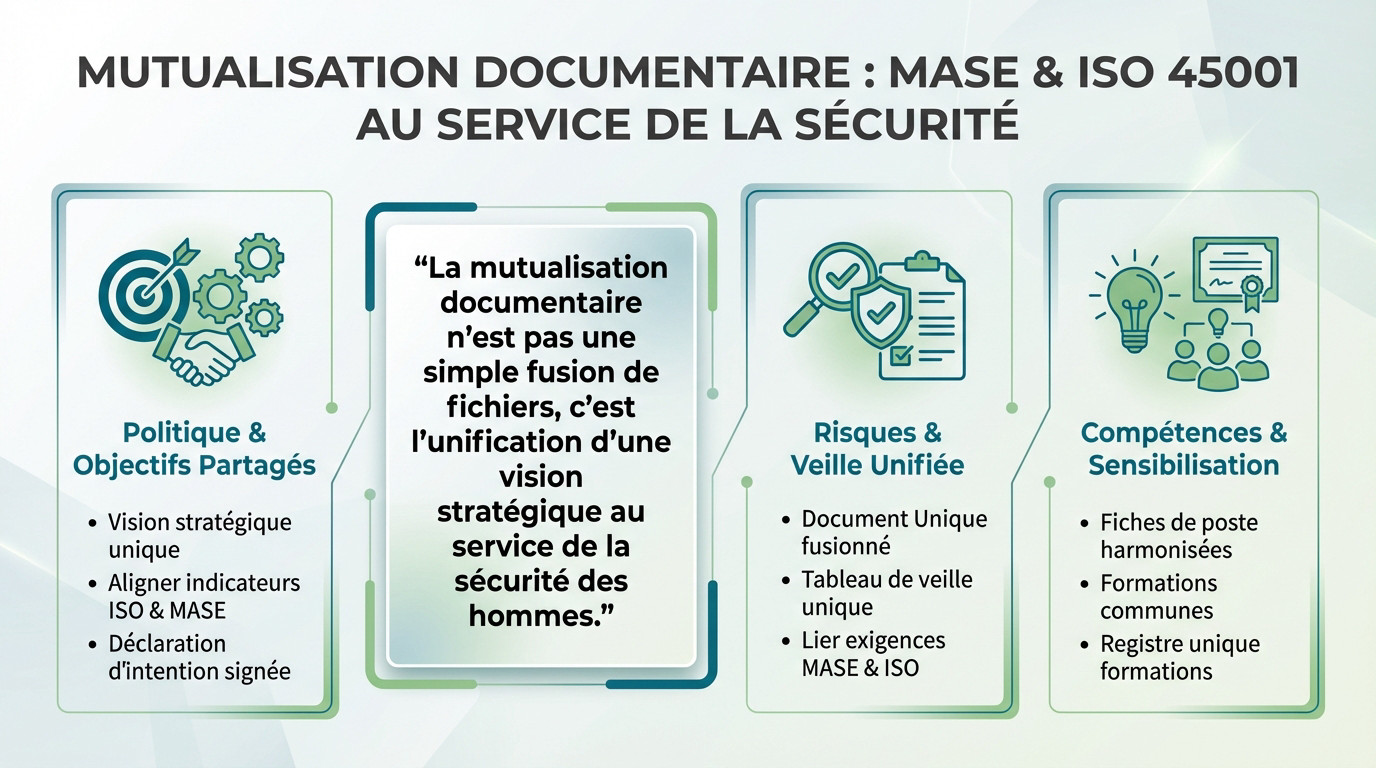 Schéma illustrant la mutualisation documentaire entre MASE et ISO 45001