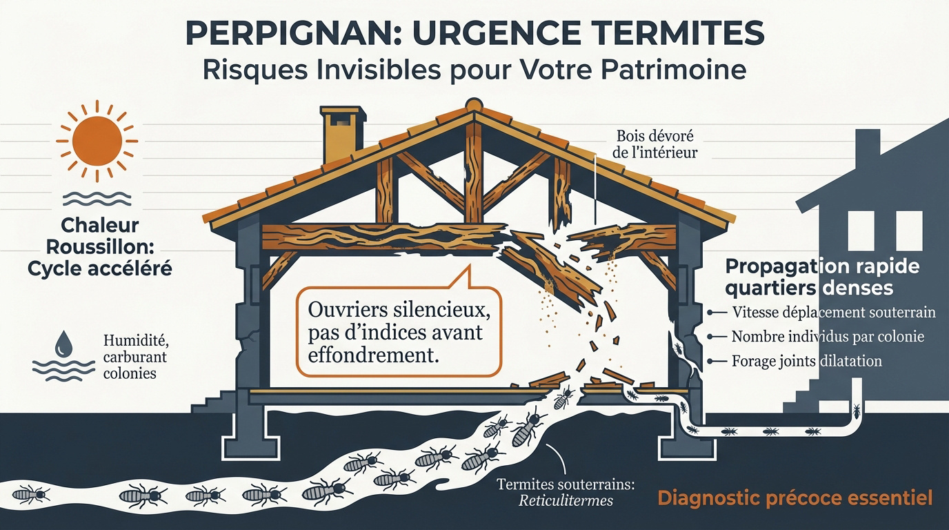 Traitement termites Perpignan pour la protection des charpentes et structures en bois