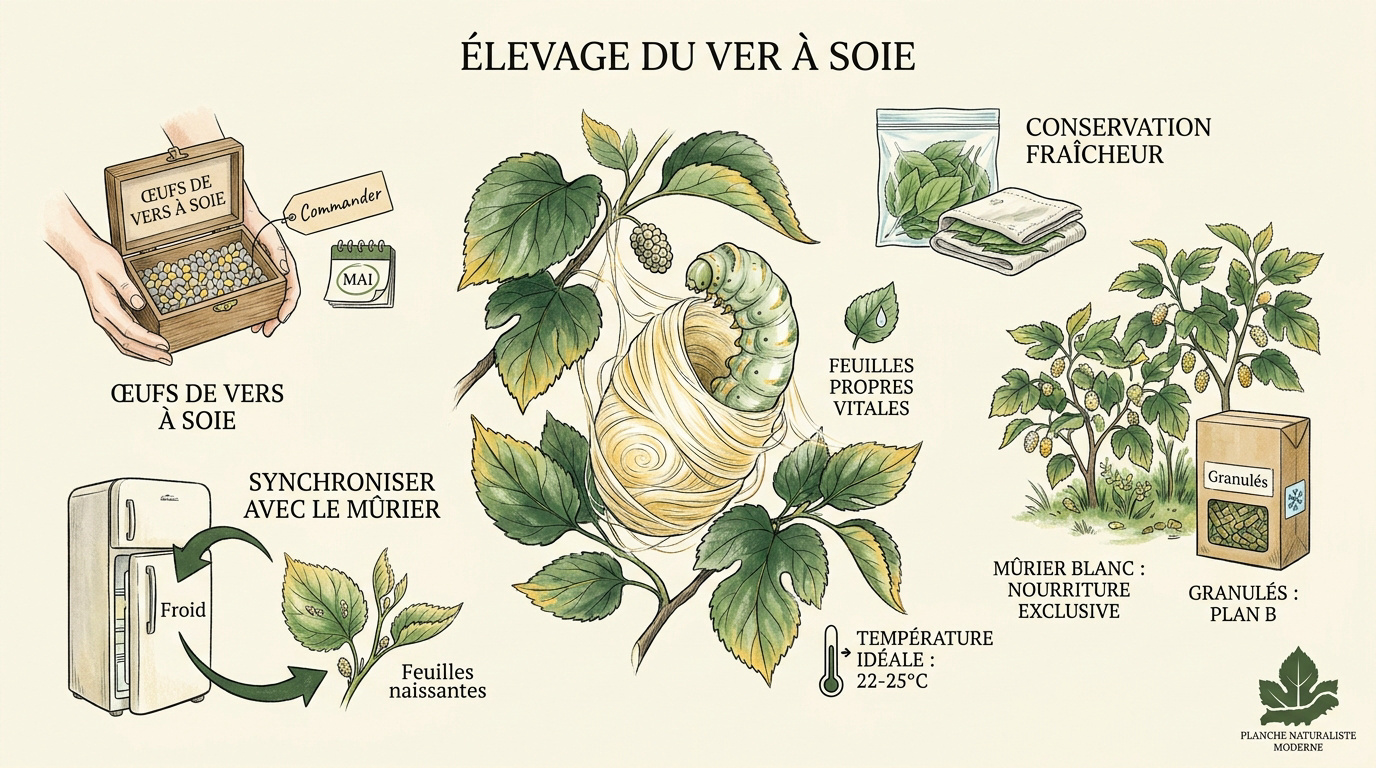 Étapes clés de l'élevage du ver à soie en milieu scolaire