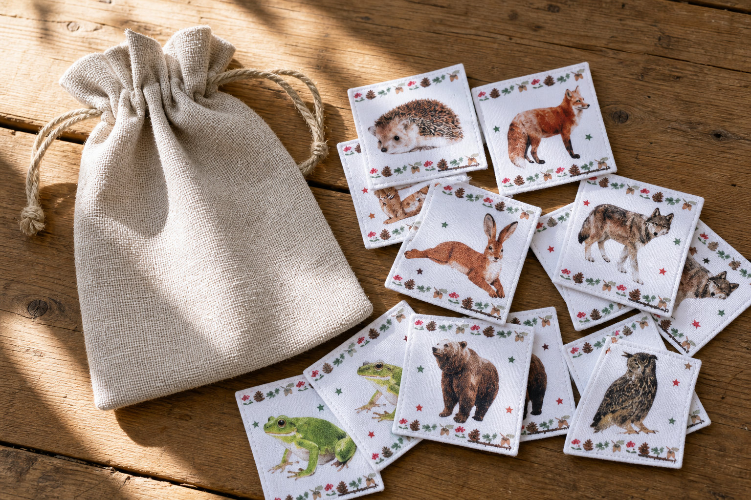 Jeu Memory Enfant en Tissu Animaux de la Forêt : éveil au cœur des bois