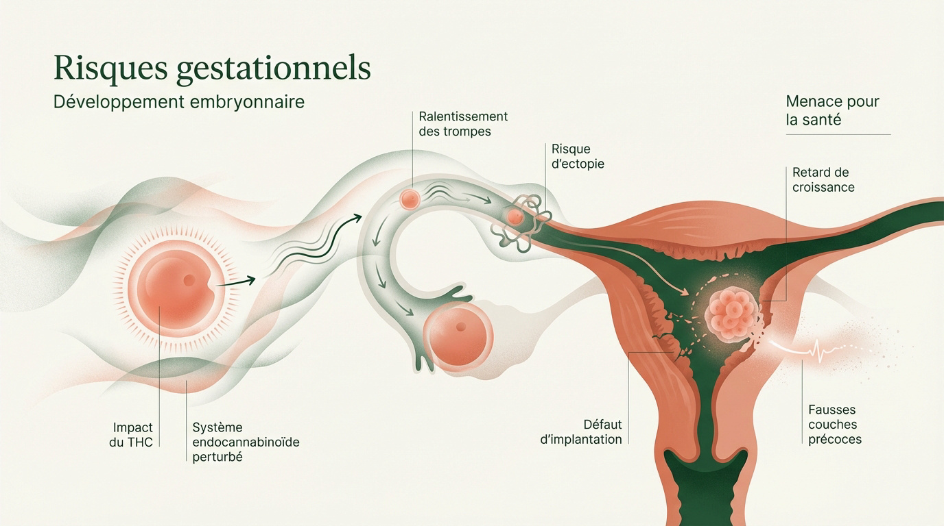 Illustration des risques du cannabis sur le développement embryonnaire et l'implantation utérine