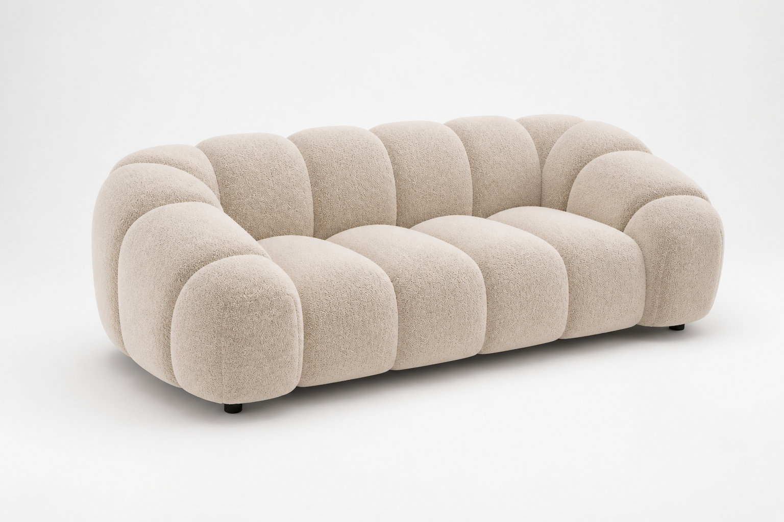 Canapé 3 places AVA en velours beige : l'arrondi parfait