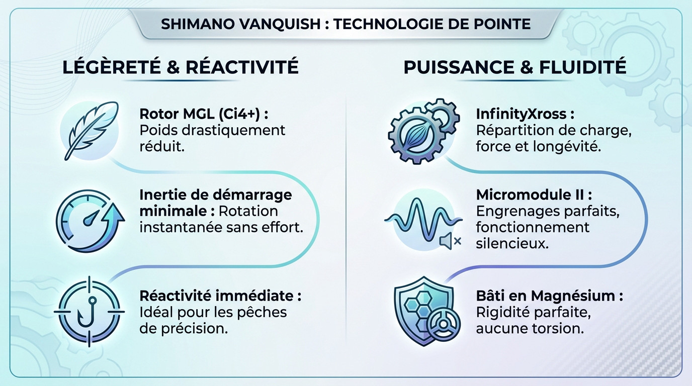 Détails technologiques du moulinet Shimano Vanquish