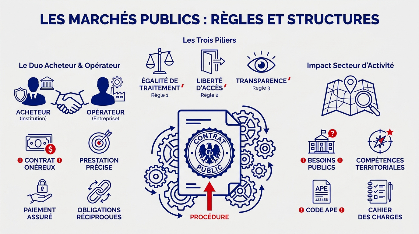Structure et piliers fondamentaux des marchés publics en France