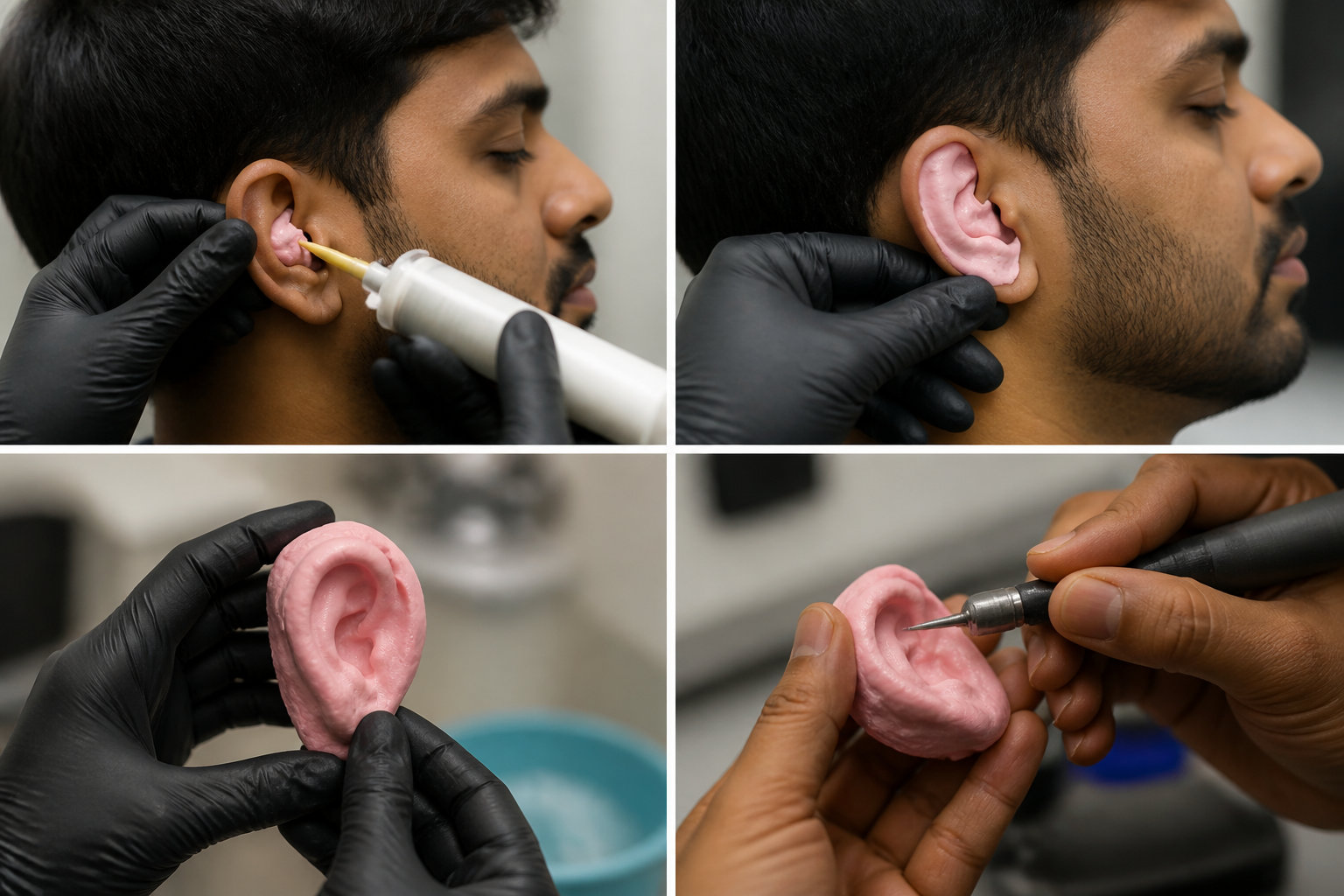 Procédé de moulage en silicone d’un conduit auditif en centre auditif