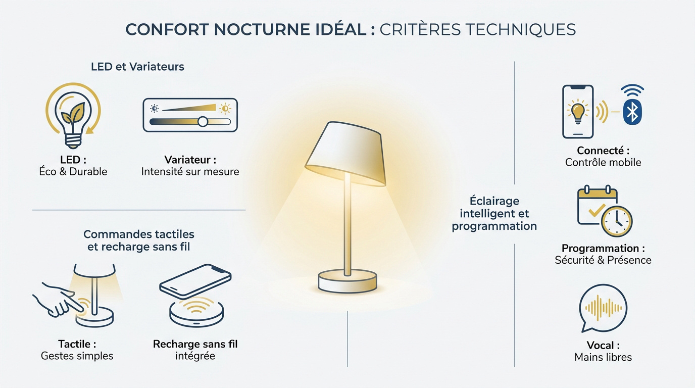 Lampe de chevet LED avec variateur d'intensité pour une ambiance nocturne apaisante