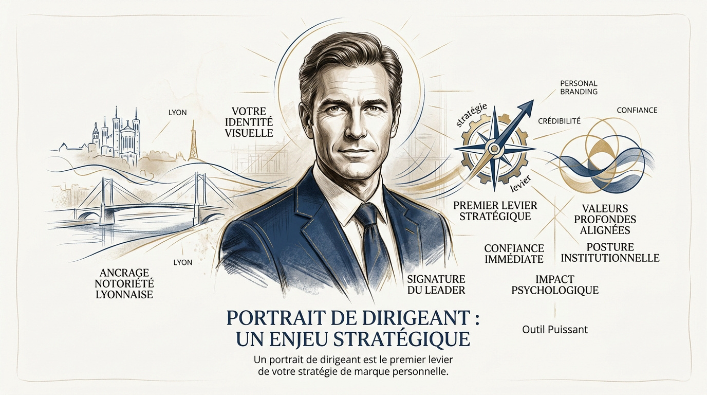Portrait de dirigeant à Lyon illustrant le personal branding et la posture de leadership