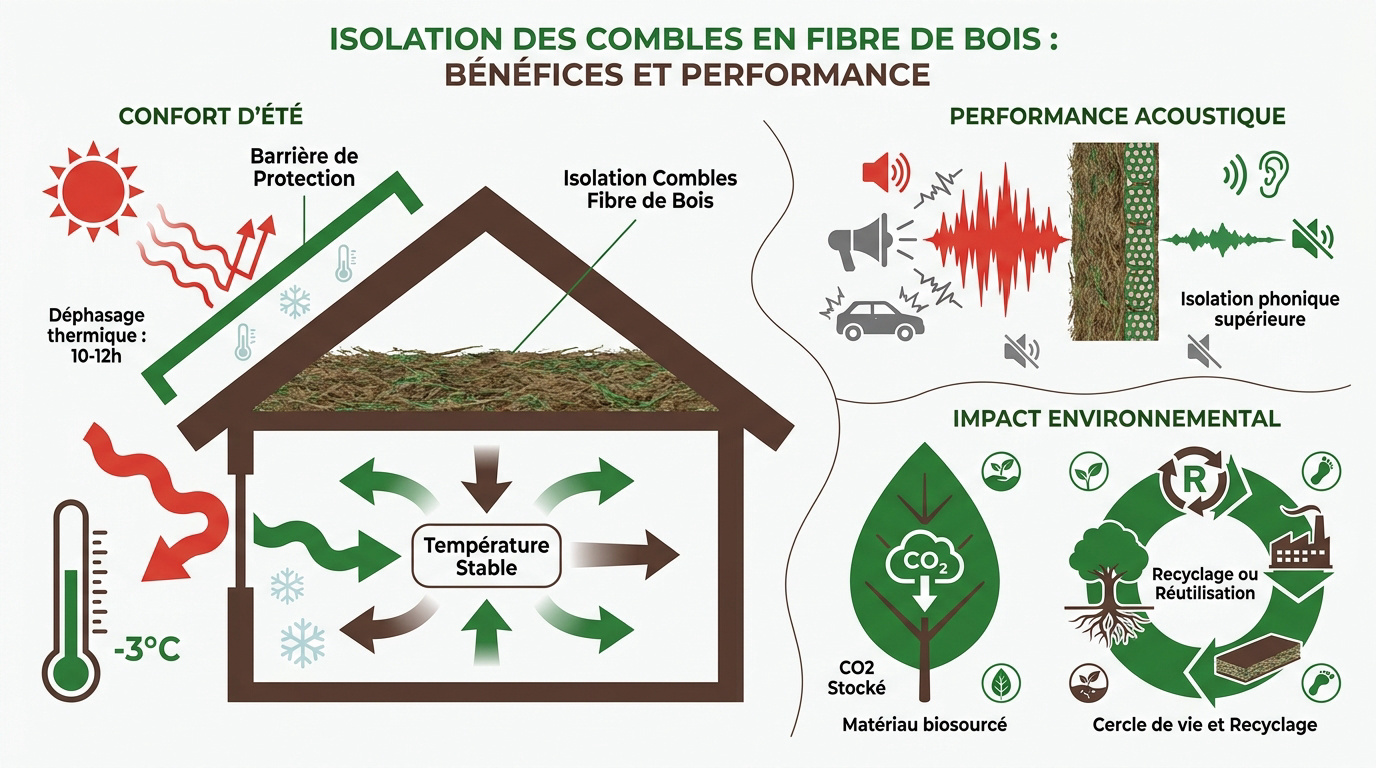 Avantages de l'isolation des combles avec de la fibre de bois pour le confort thermique