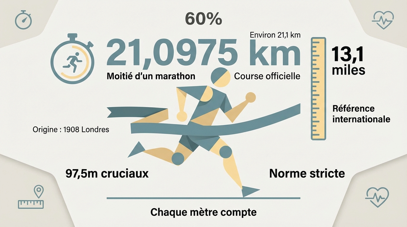 Infographie détaillant la distance et les records du semi-marathon