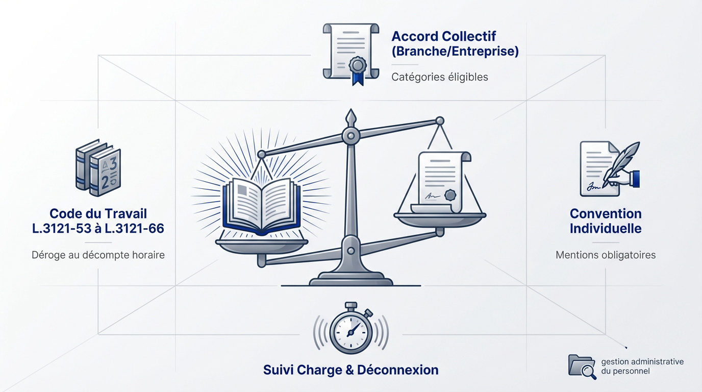 Représentation du cadre juridique et réglementaire du forfait jours pour les cadres