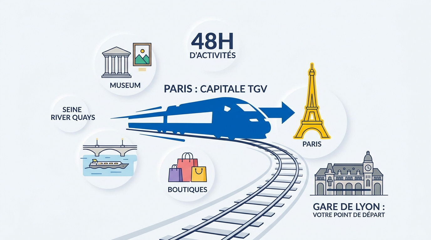 Vue panoramique de Paris et de la Seine accessible en TGV depuis Grenoble