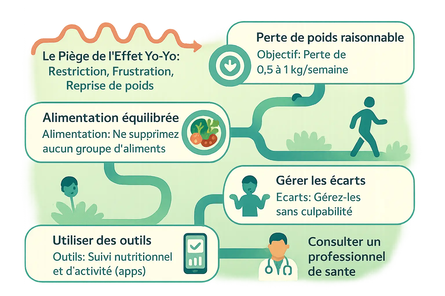 Illustration de personnes adoptant un mode de vie sain
