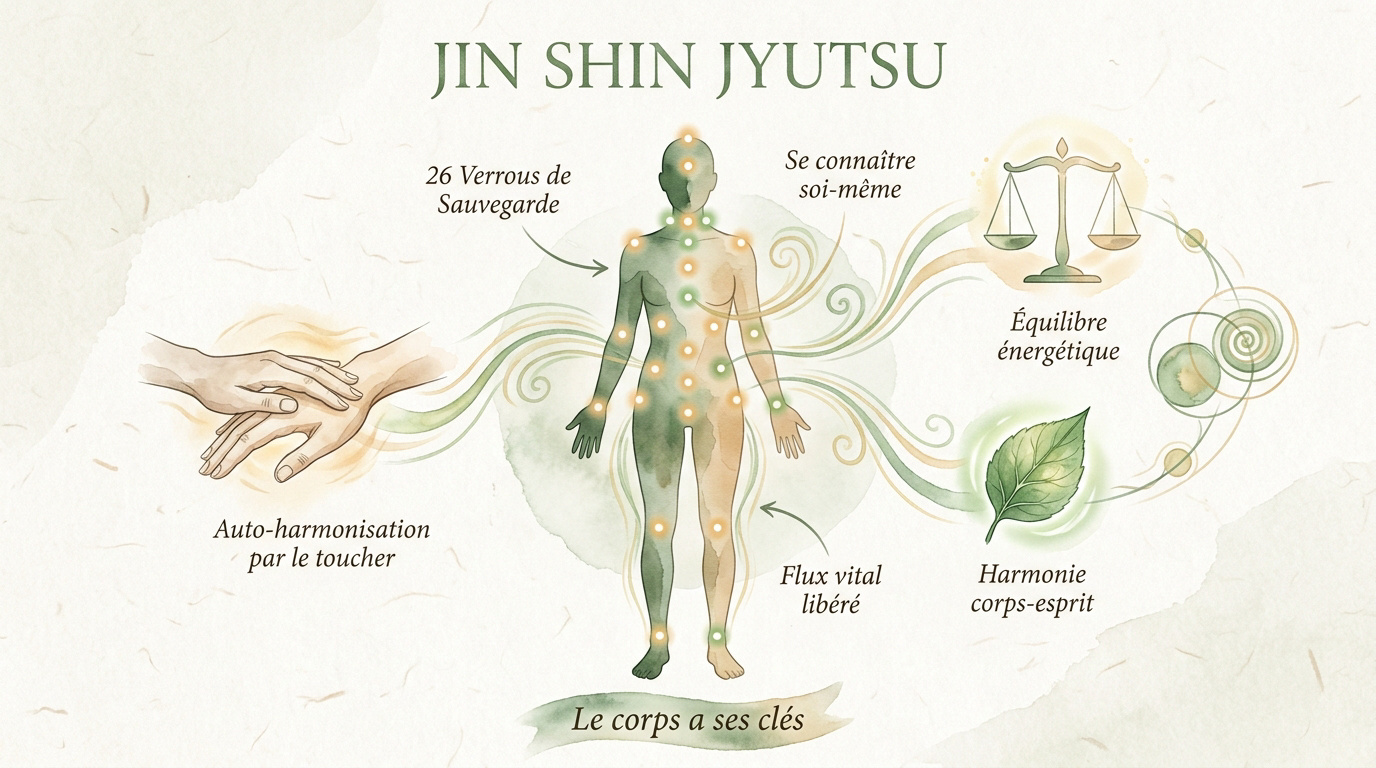 Infographie sur les principes d'harmonie du Jin Shin Jyutsu