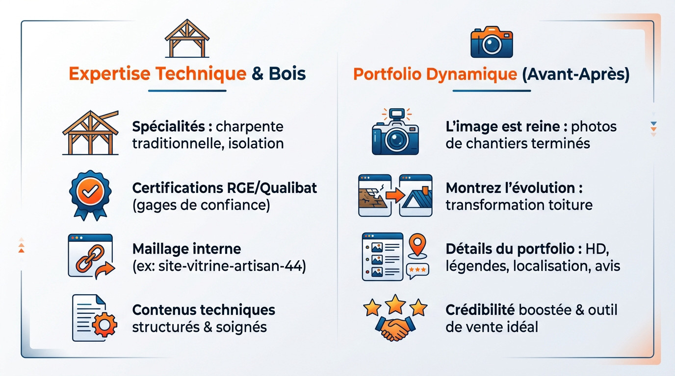 Création de site internet pour charpentier à Nantes mettant en avant l'expertise technique et le portfolio