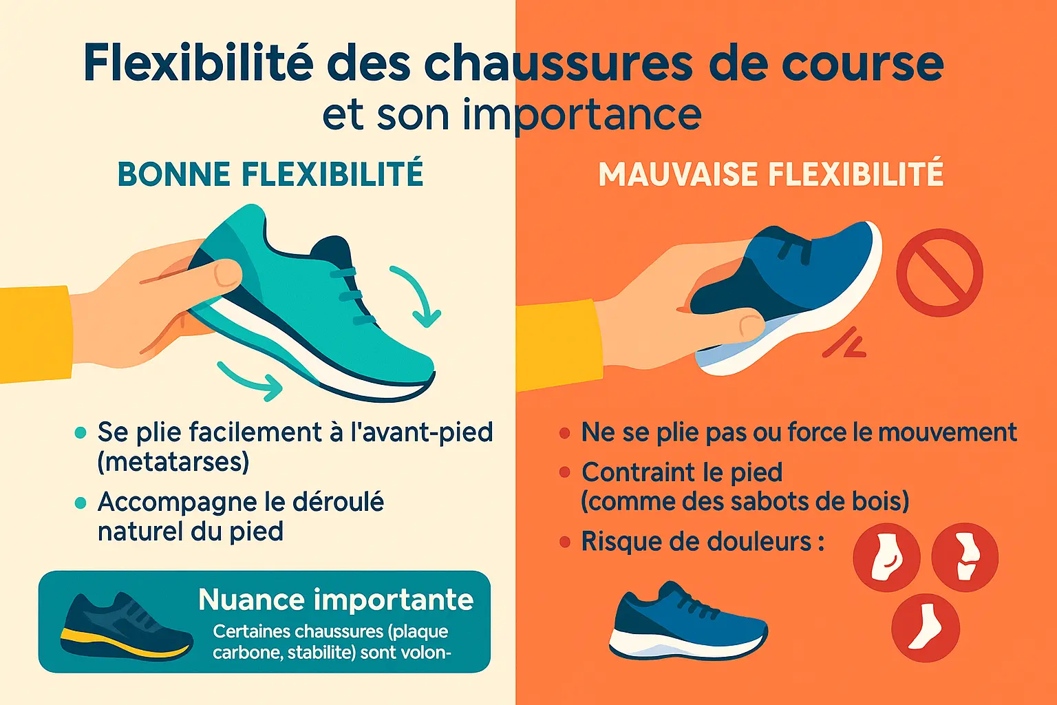 Test de flexibilité d'une chaussure de running