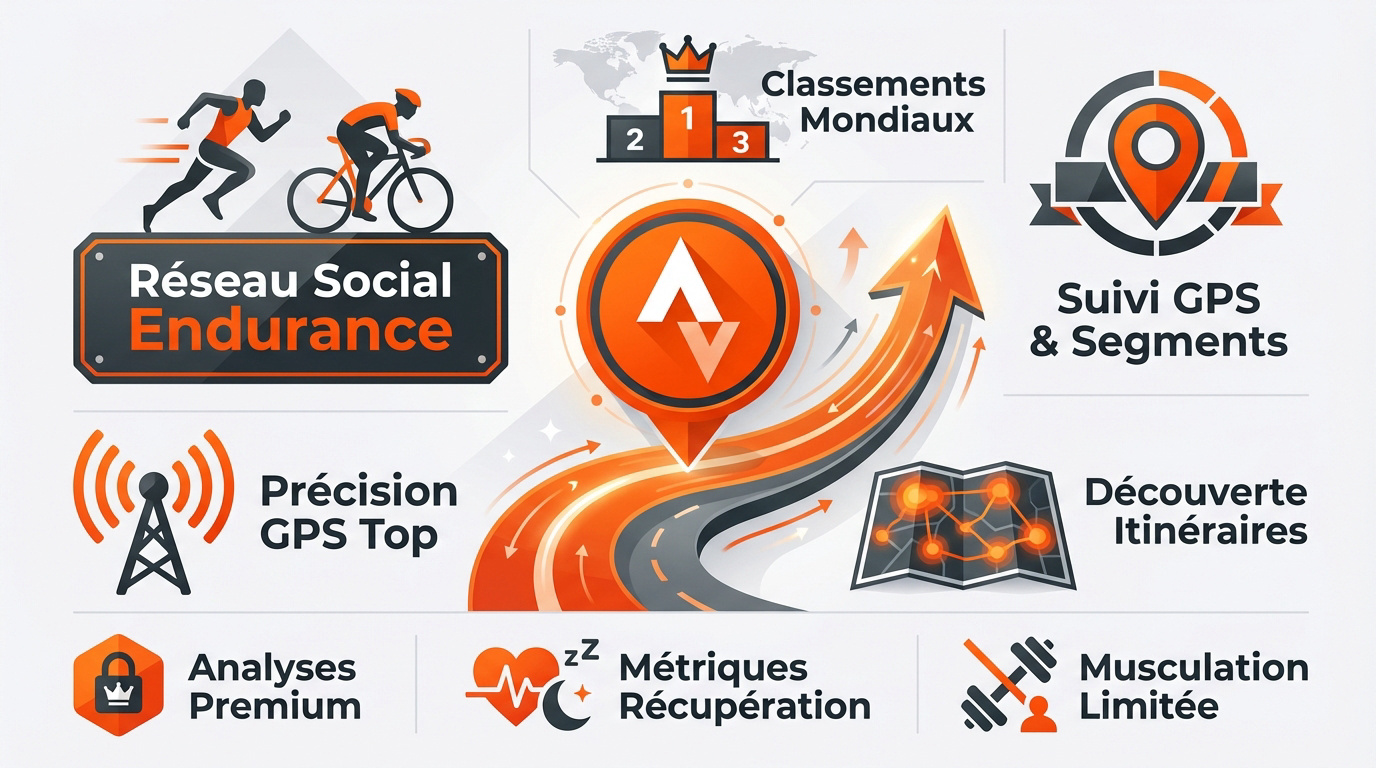Infographie montrant les classements et le suivi des segments sur Strava