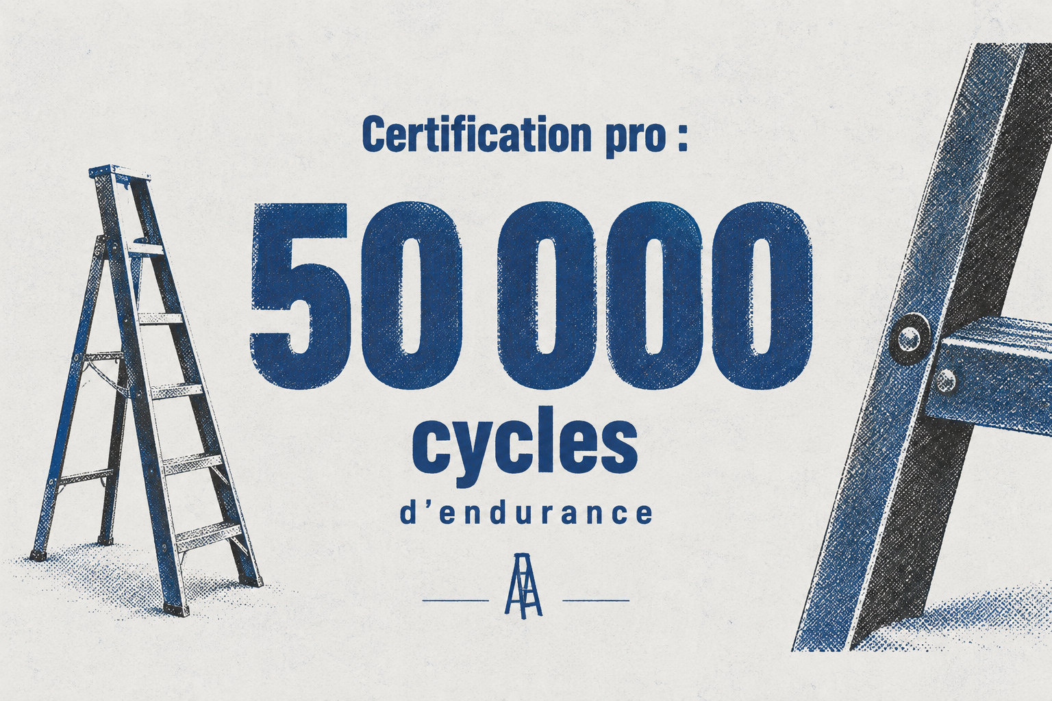 Un seul chiffre : 50 000 cycles d'endurance pour une échelle certifiée EN 131 en usage professionnel.