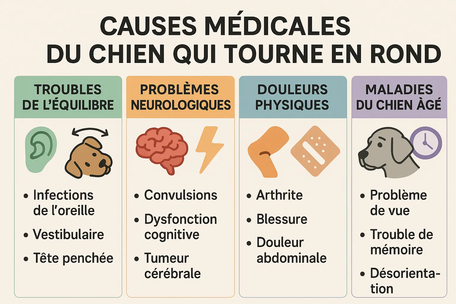 Illustration d'un chien présentant des signes de troubles de l'équilibre