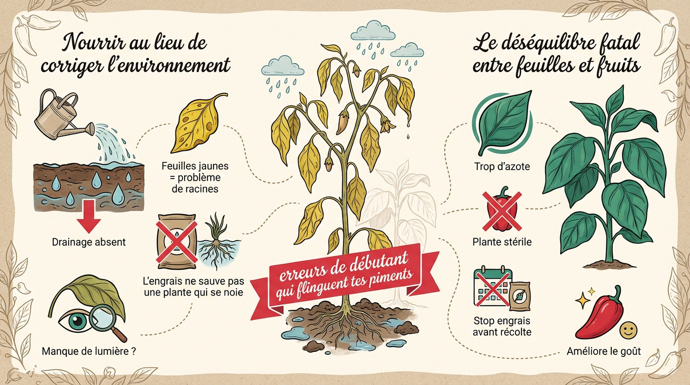 Plant de piment en difficulté