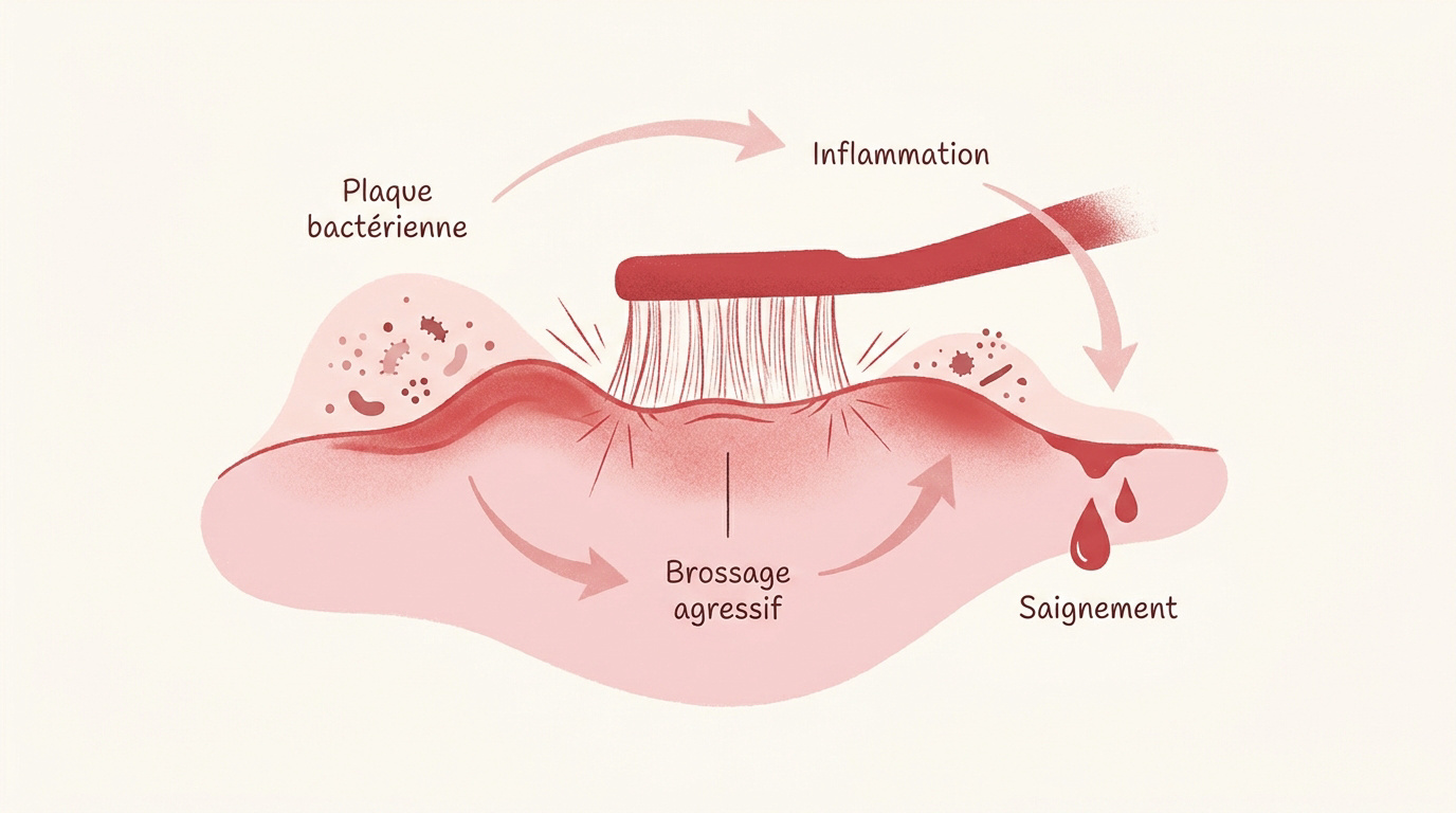 Illustration des causes courantes du saignement des gencives et de l'inflammation