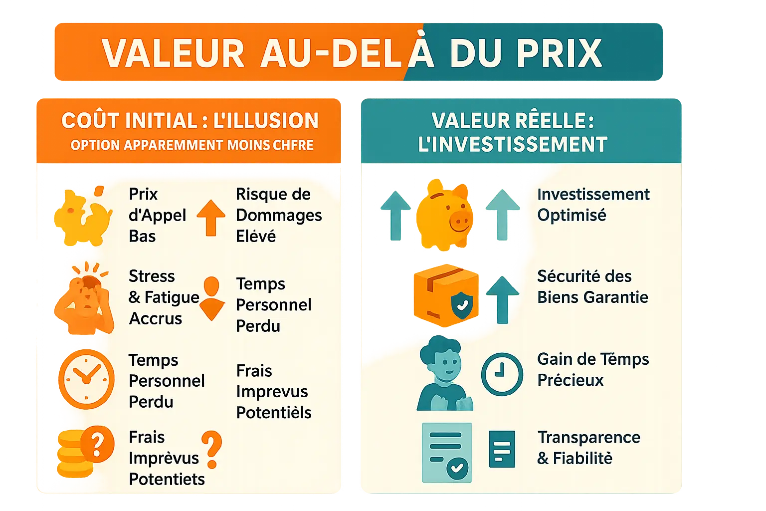 Déménageurs professionnels en train d'emballer des biens avec soin