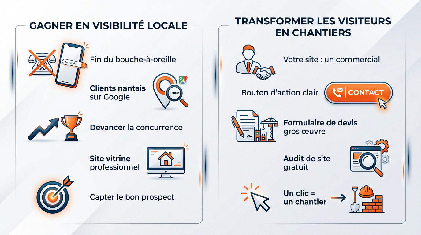 Infographie sur la création de site web pour maçon à Nantes