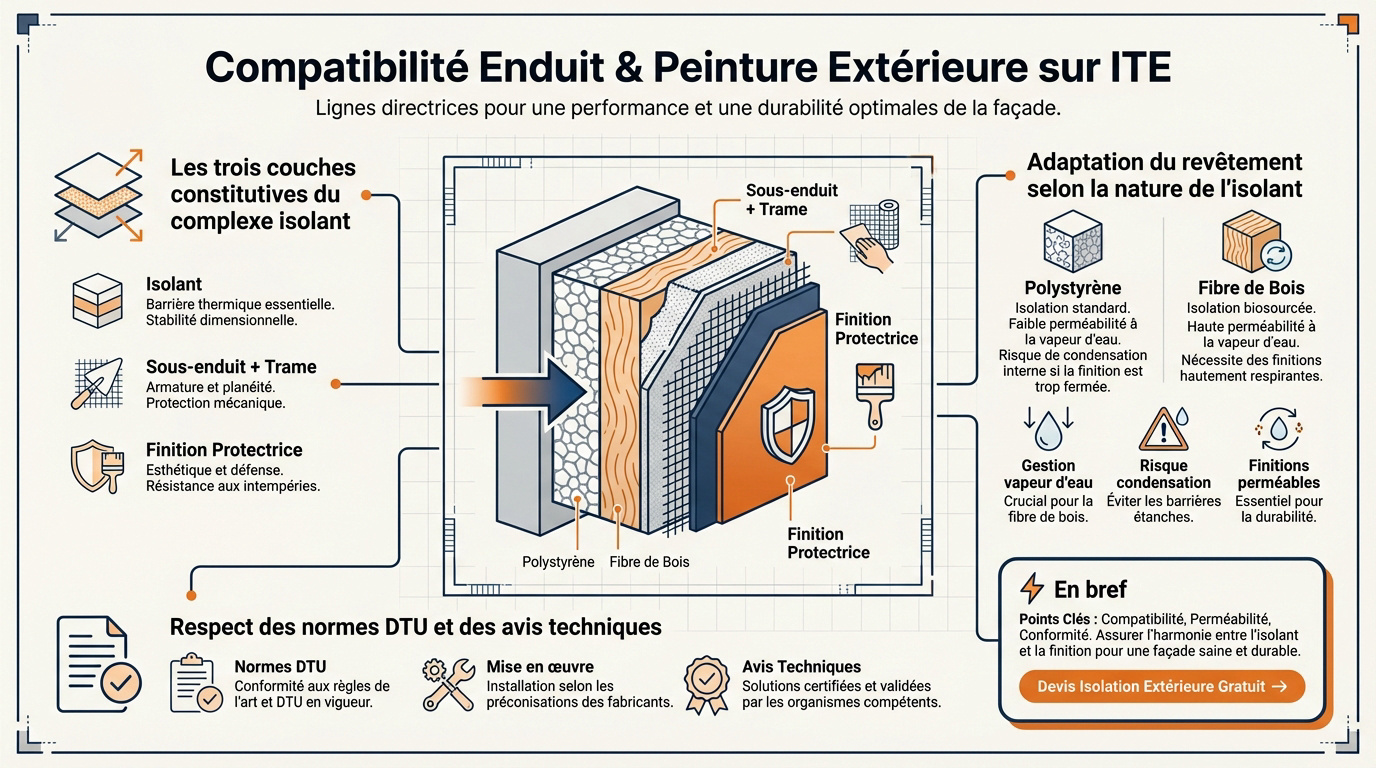 Application d'un enduit de finition sur un système d'isolation thermique par l'extérieur