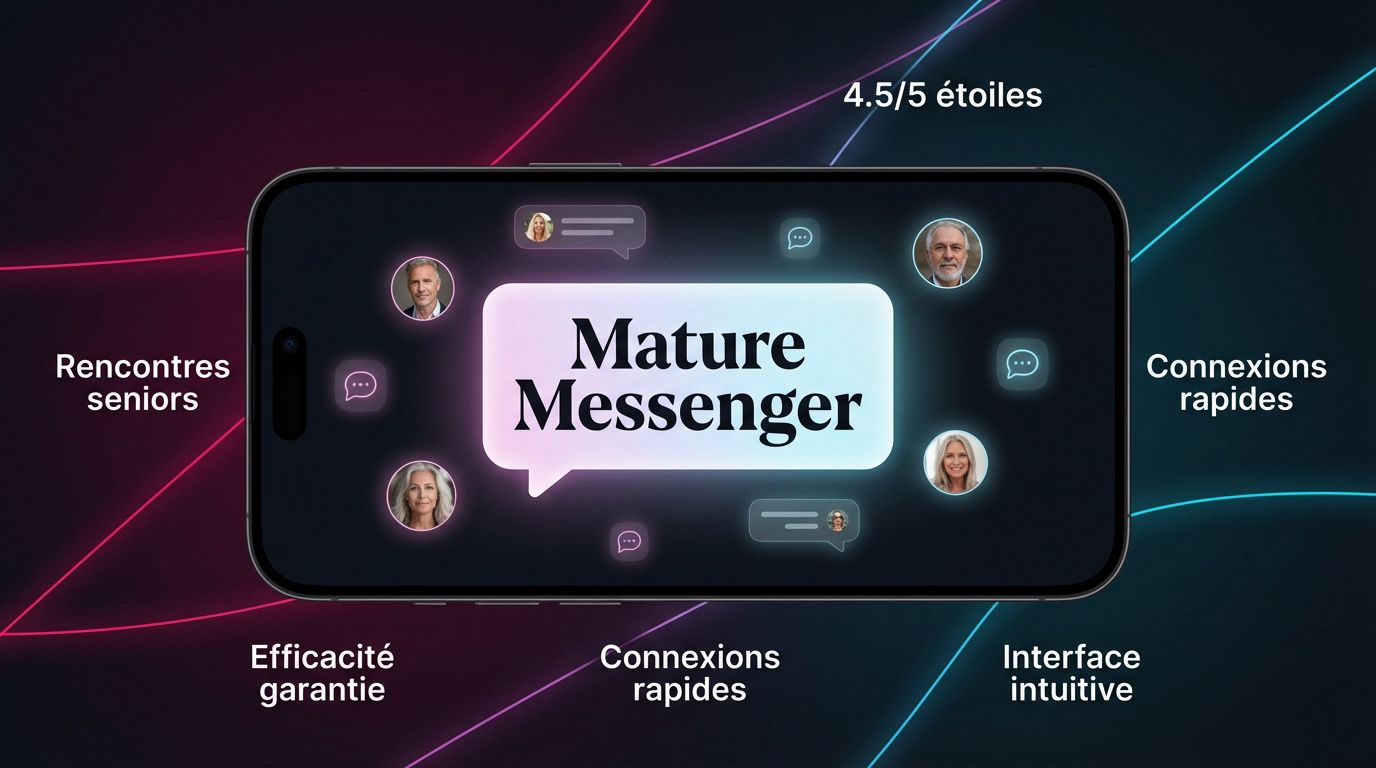 Interface moderne de l'application Mature Messenger pour rencontres entre adultes