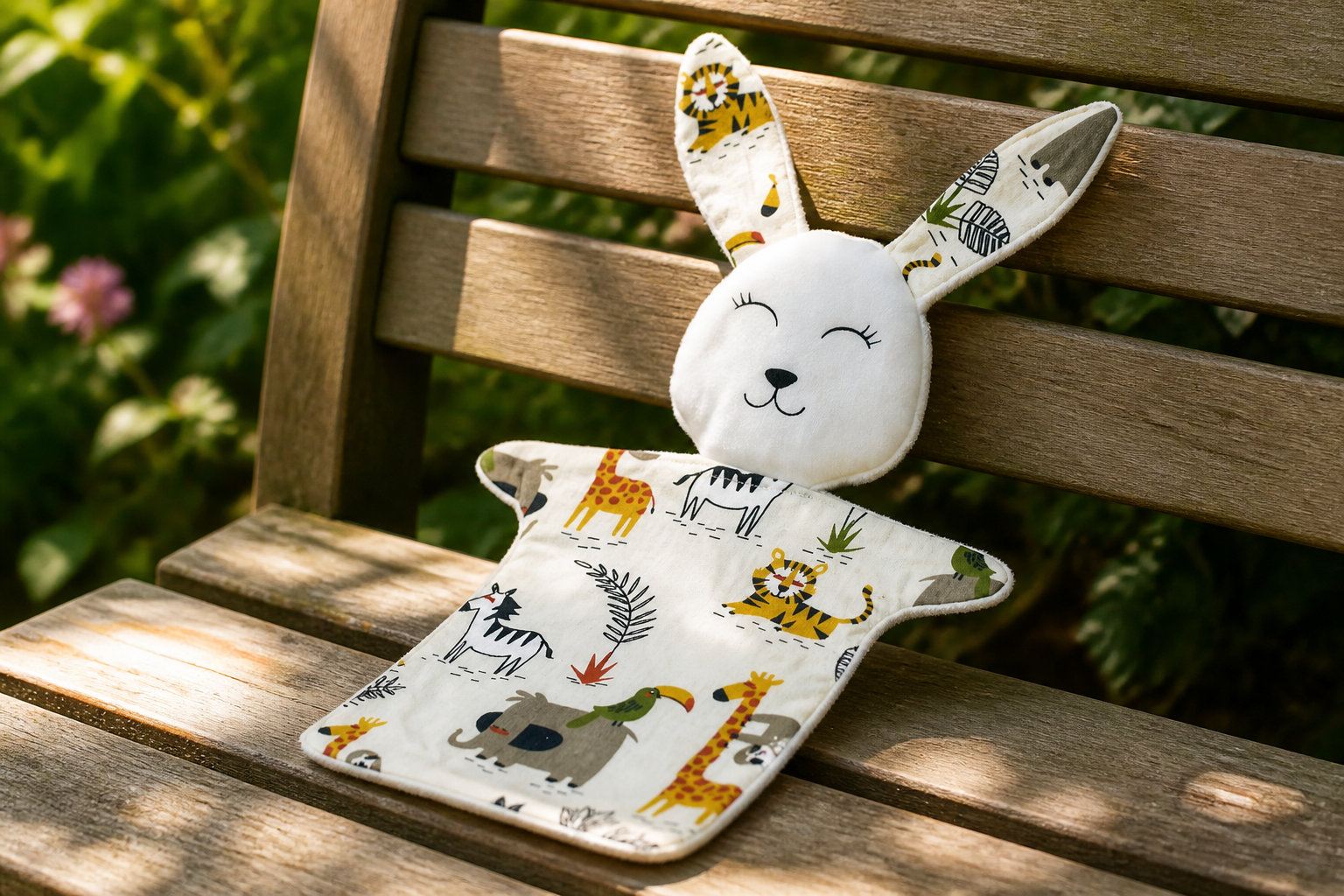 Doudou Lapin en tissu animaux de la savane