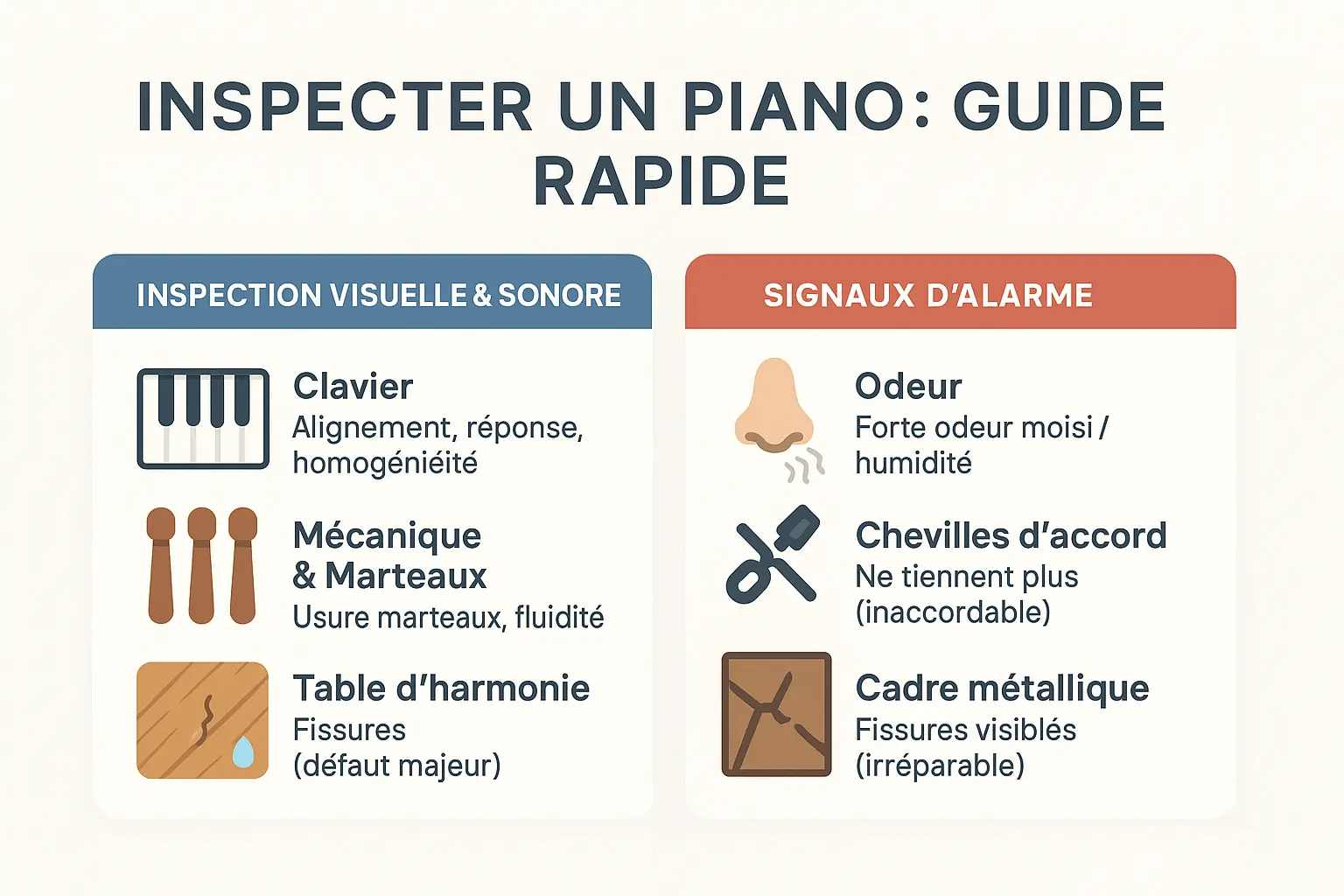 Guide pour inspecter un piano droit d'occasion