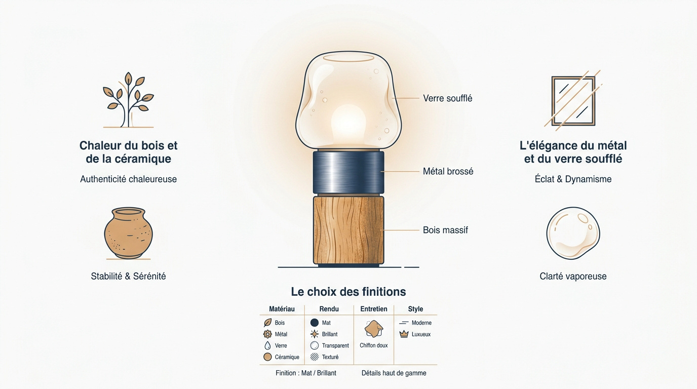 Lampe de chevet design en bois et céramique pour une ambiance chaleureuse
