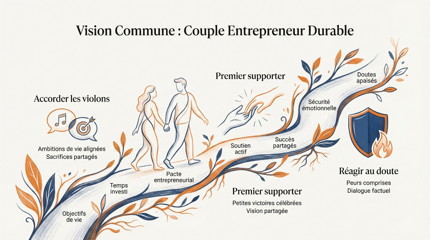 Un couple d'entrepreneurs discutant de leur vision commune pour l'avenir de leur entreprise et de leur relation