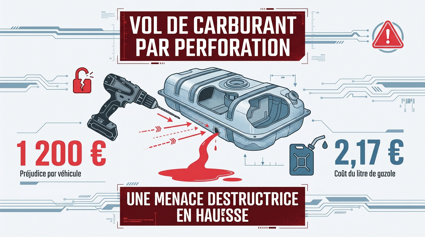 Réservoir de véhicule percé par des voleurs de carburant