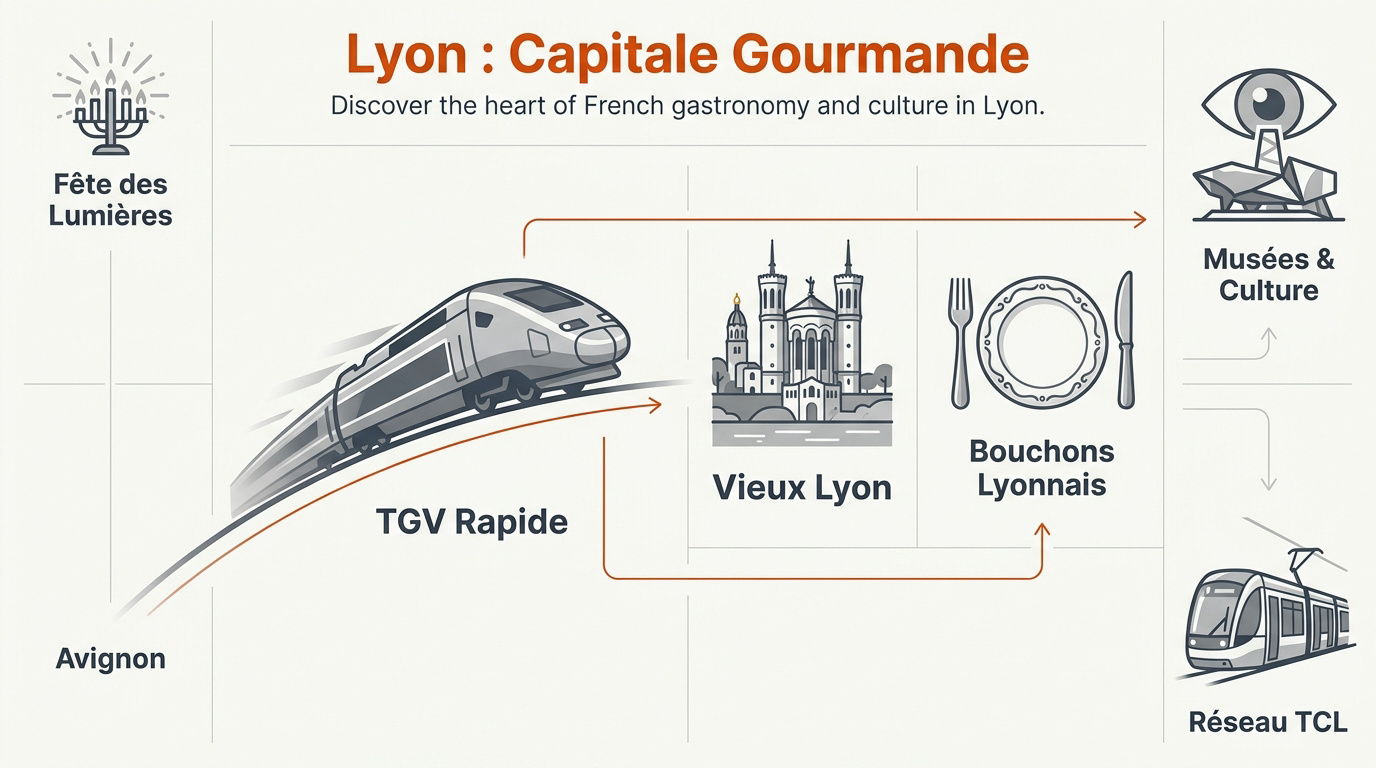 Vue panoramique sur les toits du Vieux Lyon et la colline de Fourvière