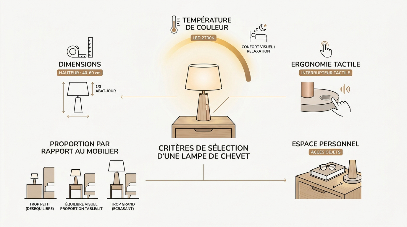 Critères de sélection pour une lampe de chevet harmonieuse