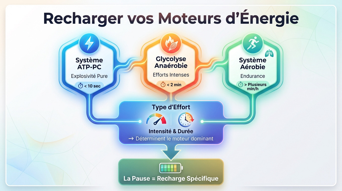 Illustration des jauges d'énergie musculaire selon le type d'entraînement